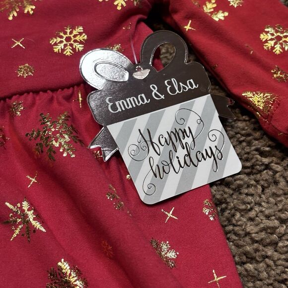 Emma & Elsa Happy Holidays Girls Red 3/4 Sleeve Dress Christmas/Star size 2T NWT - Picture 5 of 6